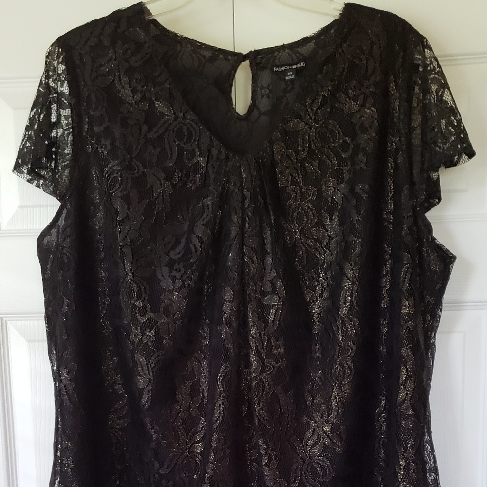 Plus size Black with gold shimmer blouse